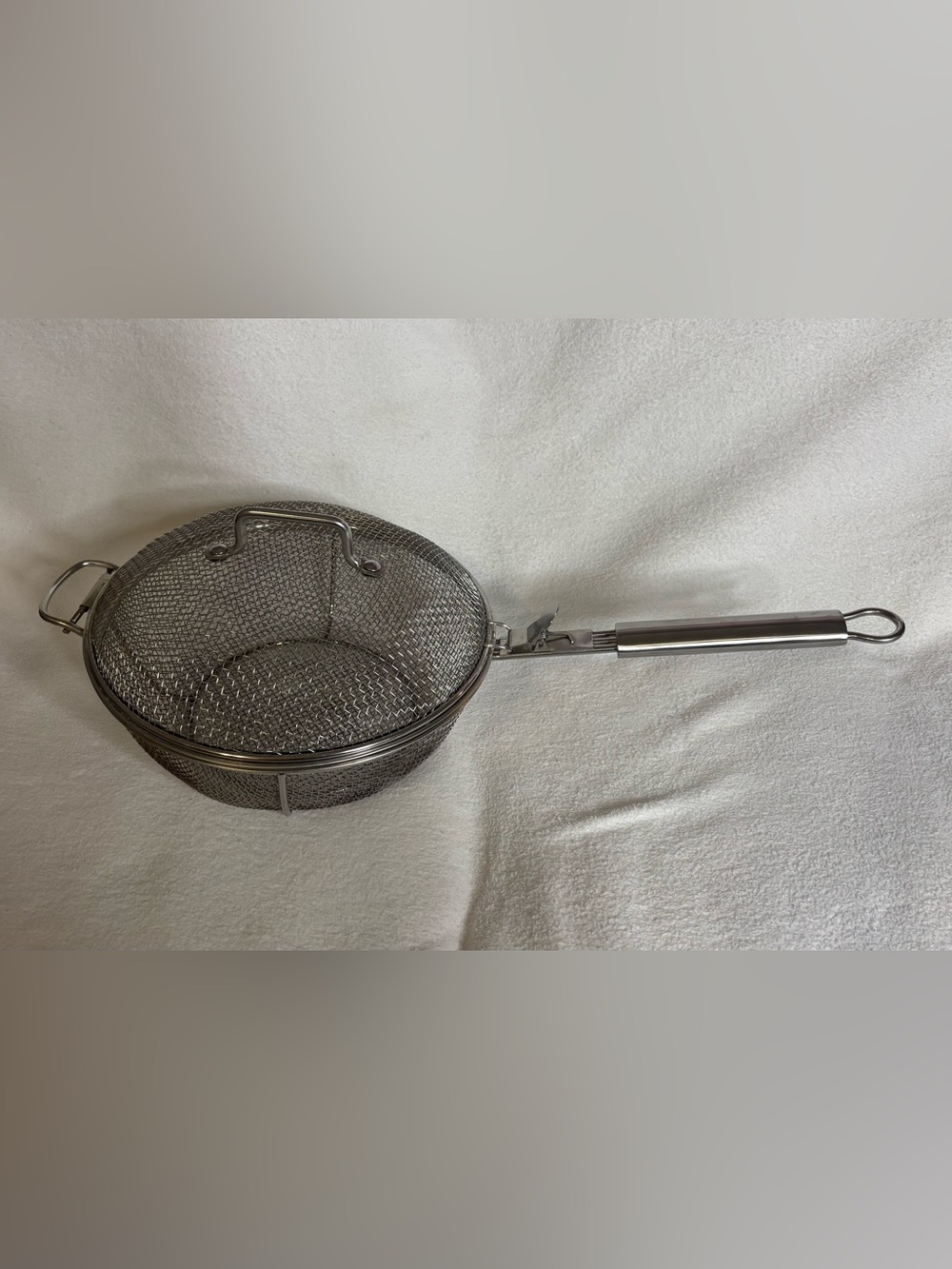 Stainless Steel Fry/Basket Strainer Large - Silver 11.75 inch Diameter handle